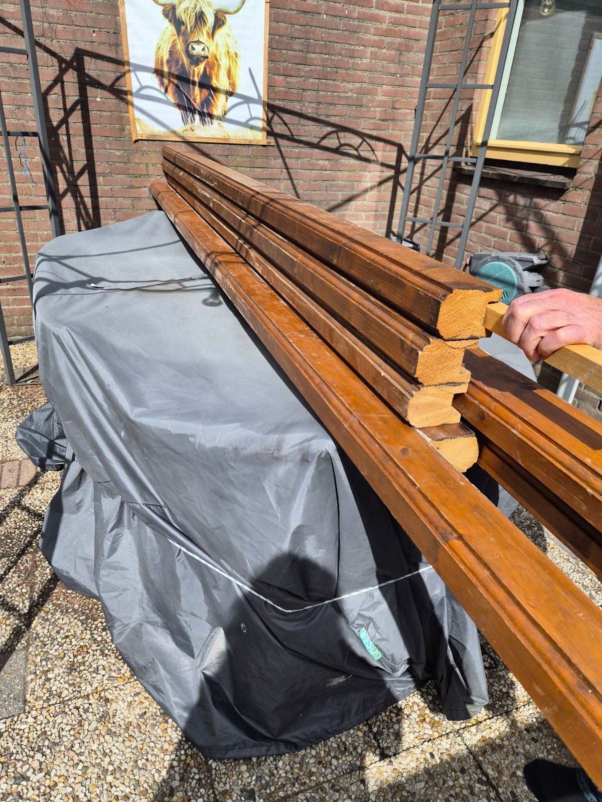 7 Massieve vurenhouten sierbalken voor plafond, Doe-het-zelf en Verbouw, Hout en Planken, Ophalen, Vuren, 50 mm of meer, 300 cm of meer