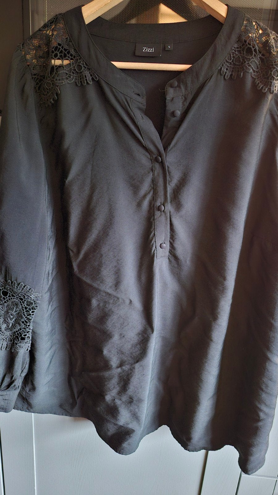 Zizzi zwarte blouse met kanten details maat L 50 52, Zizzi, Zwart, Maat 42/44 (L), Ophalen of Verzenden