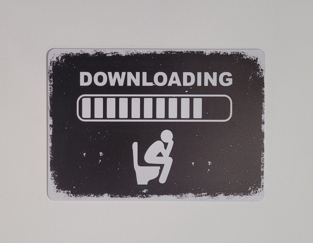 Downloading WC Toilet reclamebord van metaal wandbord deco, Info@deconoord.nl, Deco Noord, Nieuw, Ophalen of Verzenden