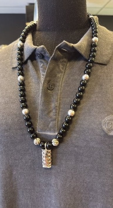 BUDDHA TO BUDDHA KETTING 188 SPIRIT BEAD ONYX ZWART € 499,00, Ophalen of Verzenden, Nieuw, Zwart, Zilver