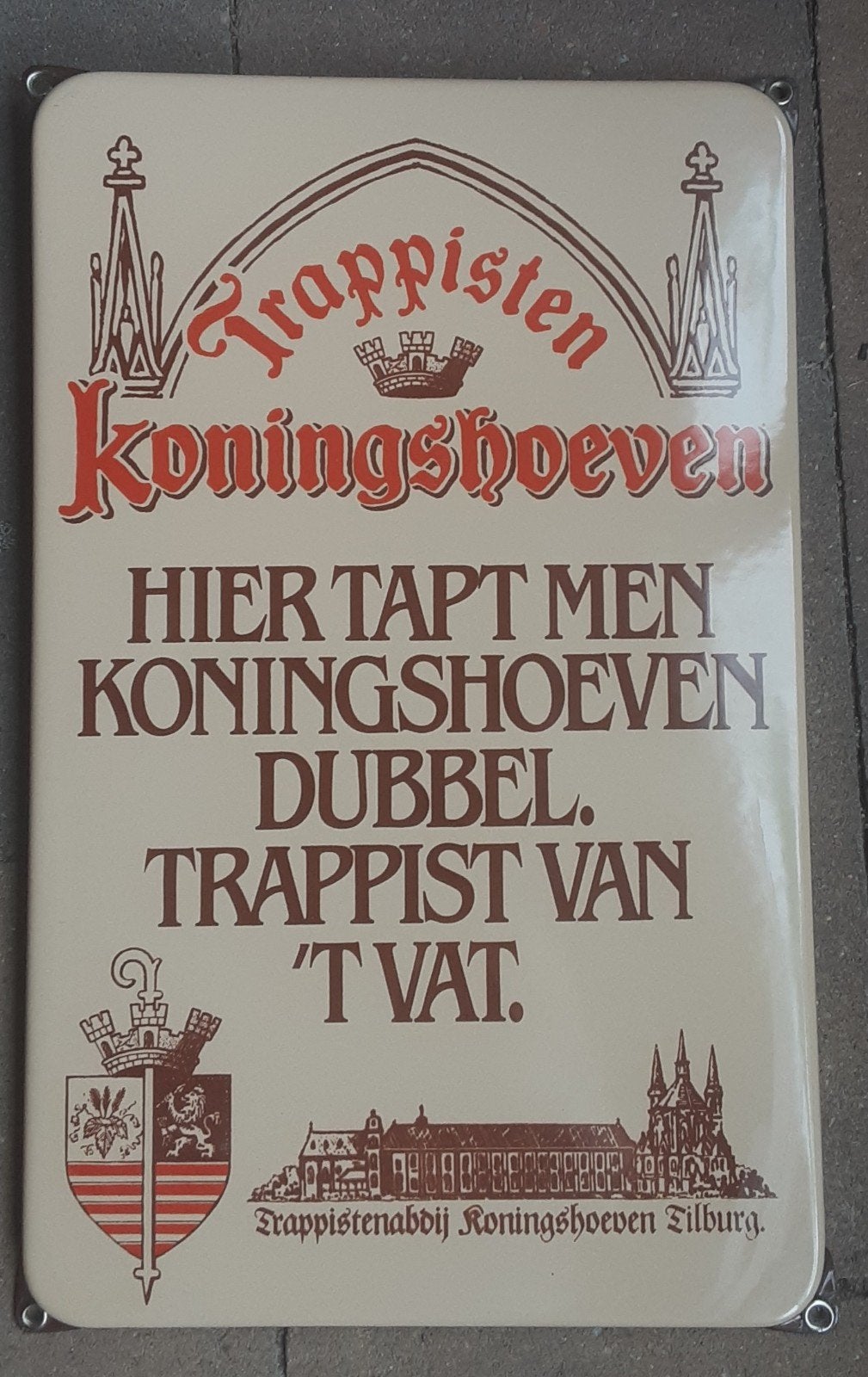 emaille reclamebord koningshoeven trappisten, Verzamelen, Merken en Reclamevoorwerpen, Ophalen