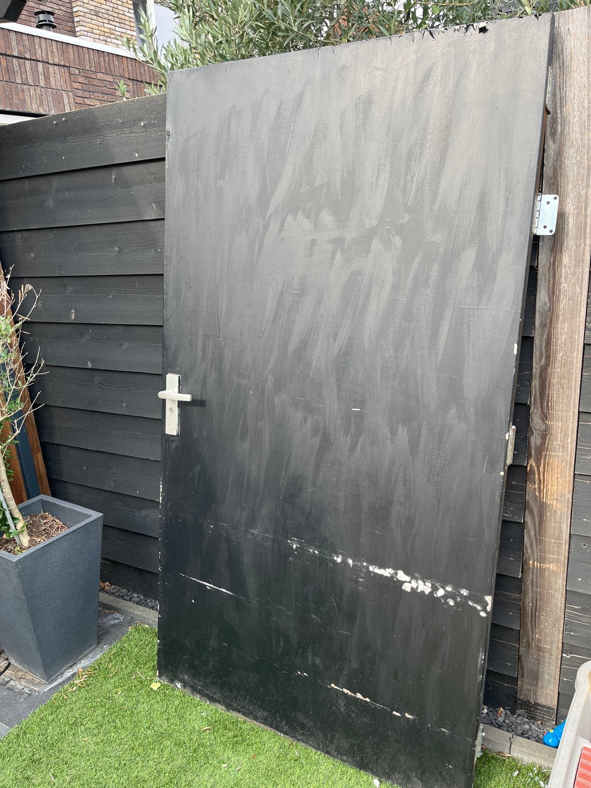 Massief houten poortdeur/schuttingdeur met slot, Tuin en Terras, Tuinpoorten, Gebruikt, 100 tot 150 cm, Ophalen of Verzenden, Looppoort