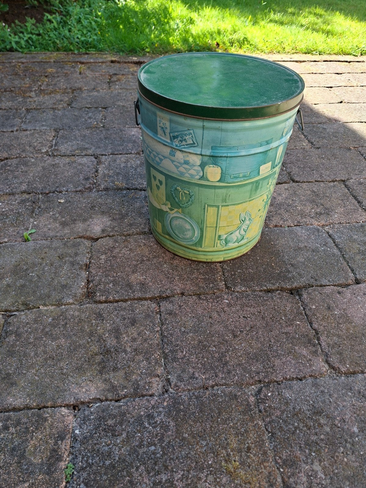 Vintage metalen emmer/blik met deksel - Bertels Can Co., Antiek en Kunst, Ophalen
