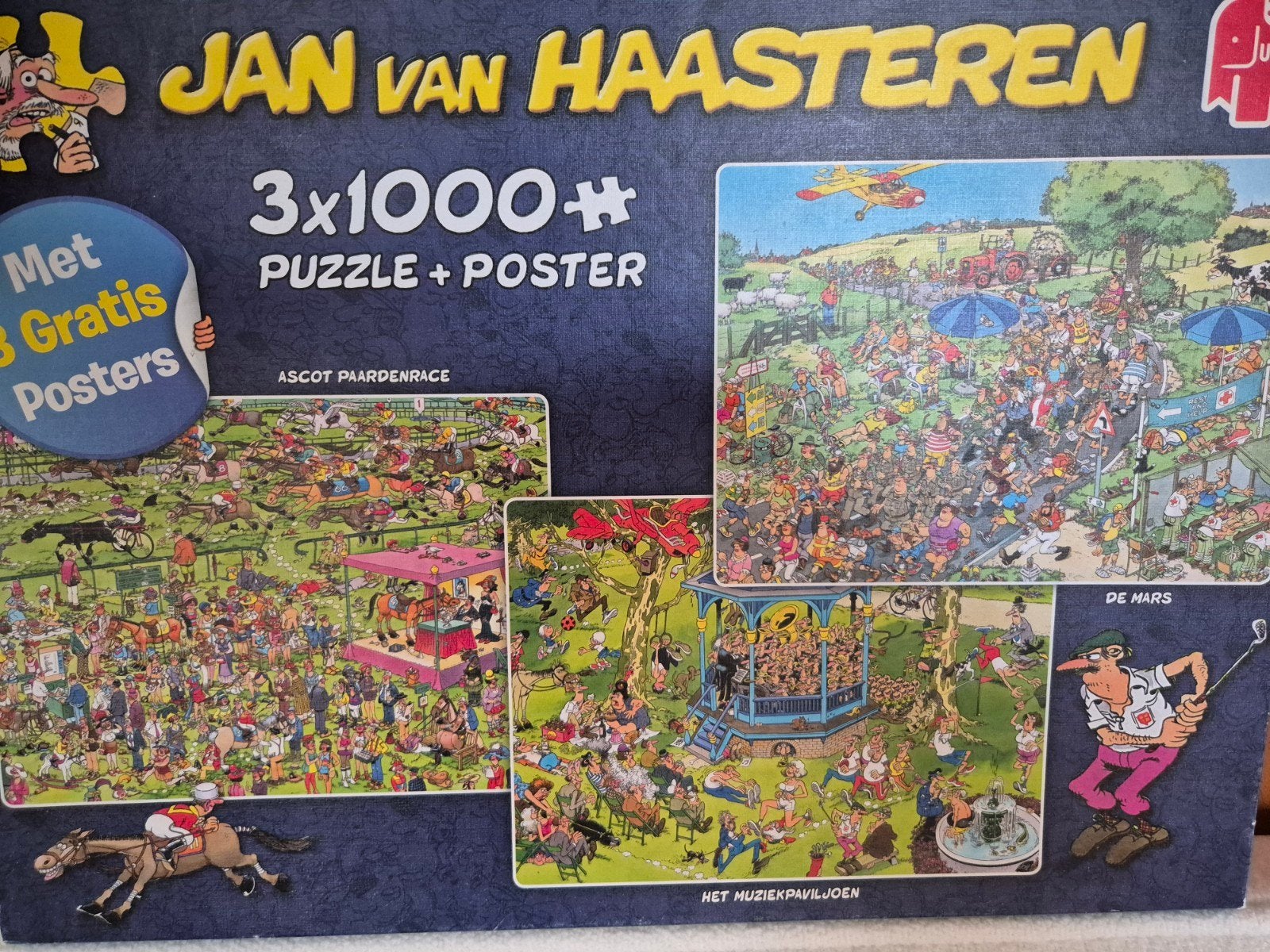 Jan van Haasteren 3x 1000, Ophalen, 500 t/m 1500 stukjes, Gebruikt