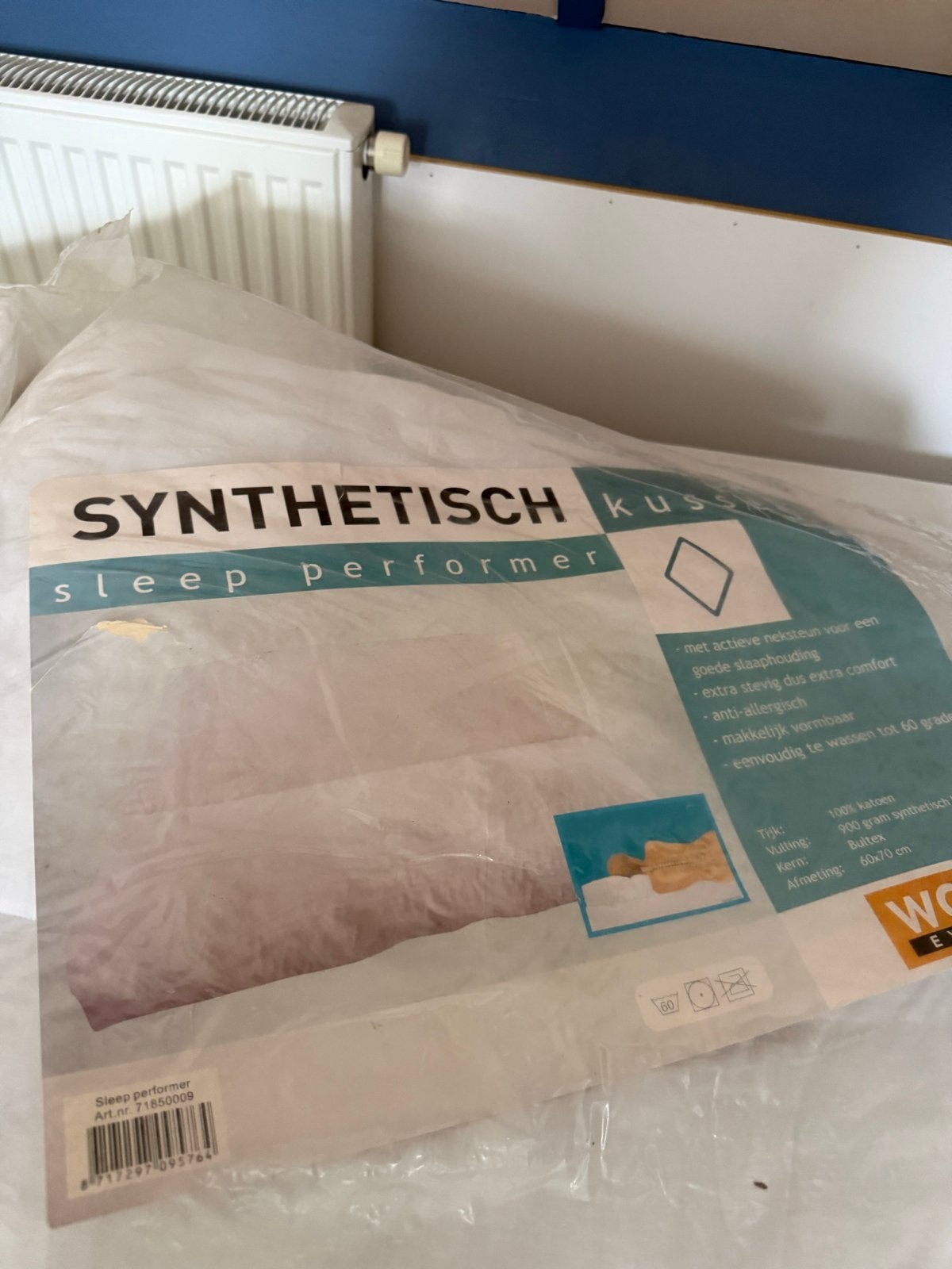2x Woon Express Synthetisch Hoofdkussen 60x70 cm, Huis en Inrichting, Ophalen, Overige merken, Wasbaar, Wit