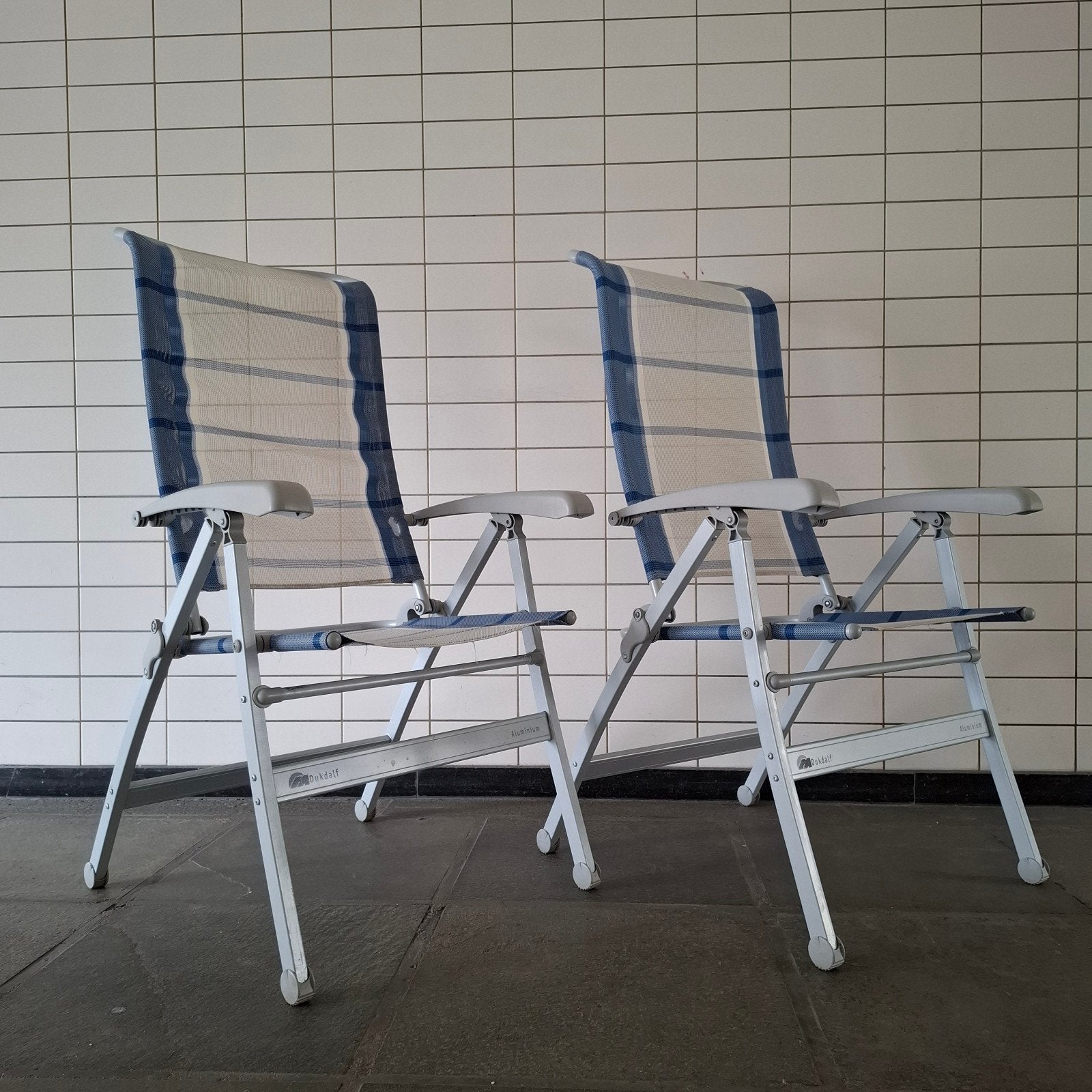 ☆ 2 dukdalf aluminium stoelen met 2 beensteunen ☆, Ophalen, Gebruikt, Campingstoel