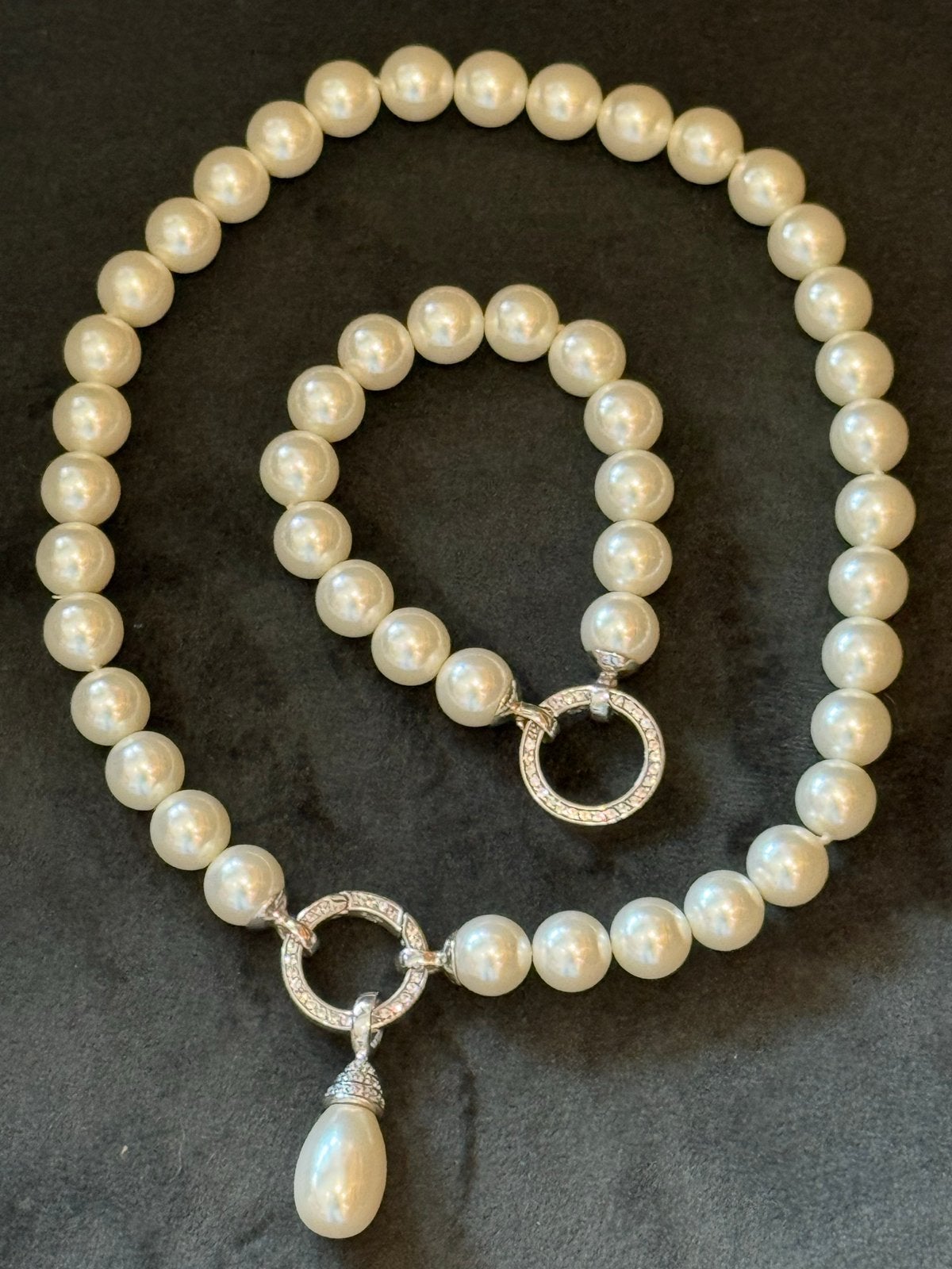 Zinzi 925 Zilveren Parelketting en Armband Set, Wit, Ophalen of Verzenden, Zo goed als nieuw, Met edelsteen
