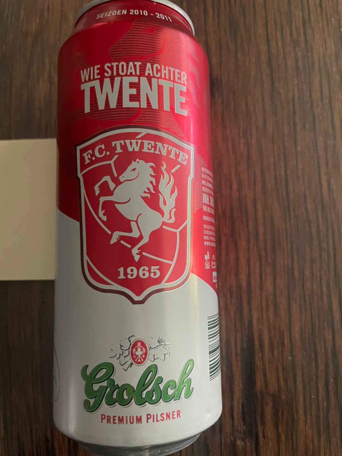 Grolsch leeg blikje fc Twente 500 cc, Ophalen of Verzenden, Zo goed als nieuw, Overige