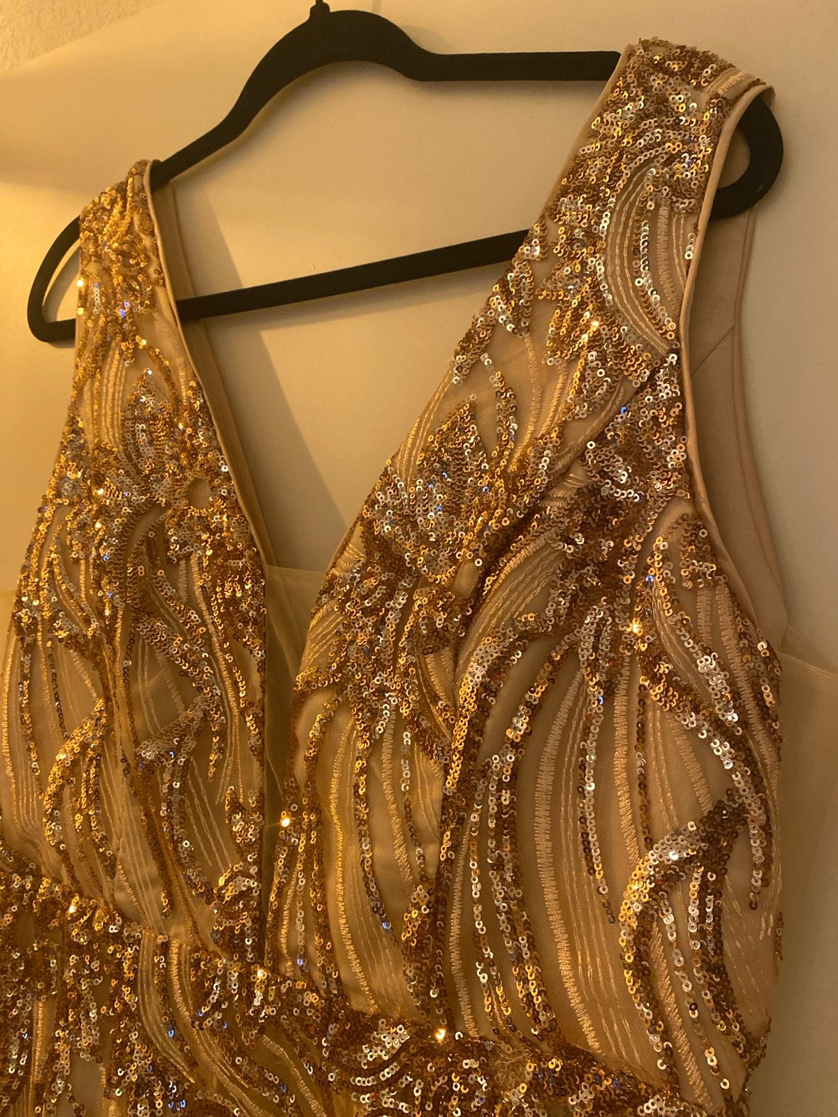 Gouden Galajurk met Pailletten - Maat XL, Kleding | Dames, Maat 46/48 (XL) of groter, Nieuw, Ophalen of Verzenden, Goud