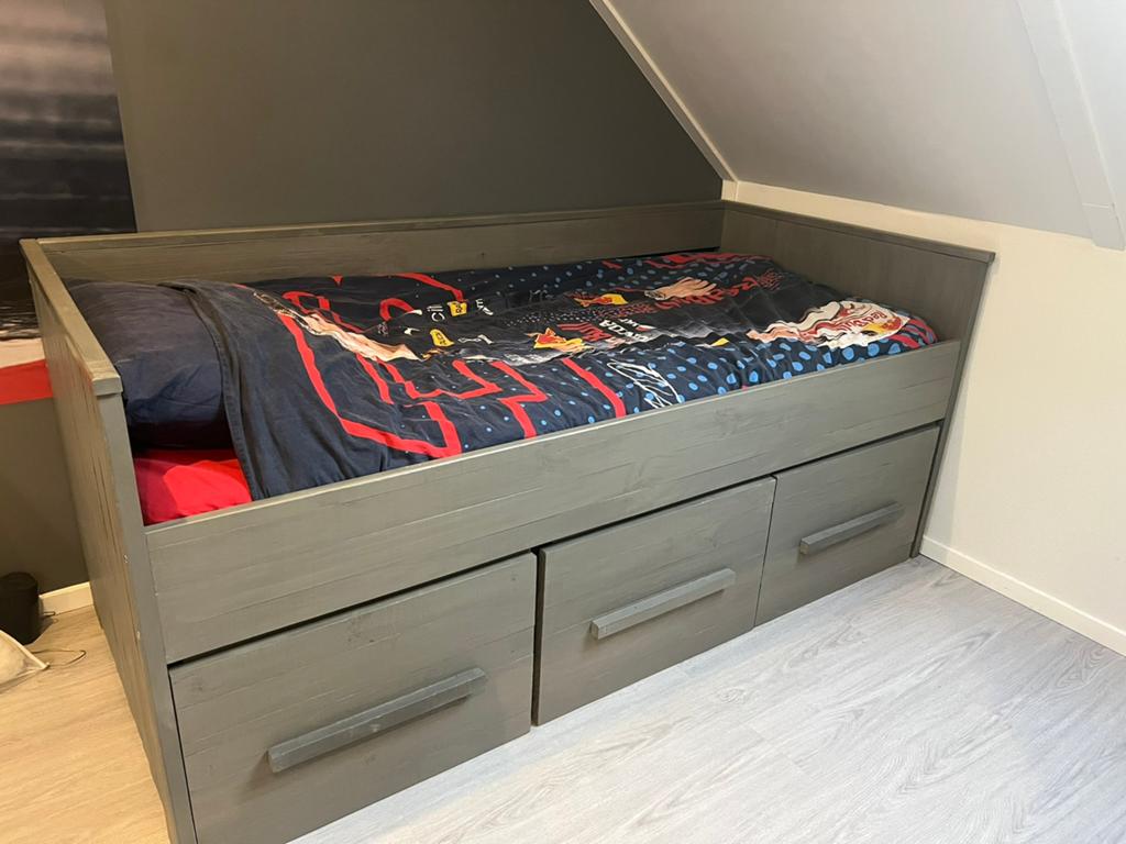 Half hoog slaper, Gebruikt, 90 cm, Eenpersoons, Wit