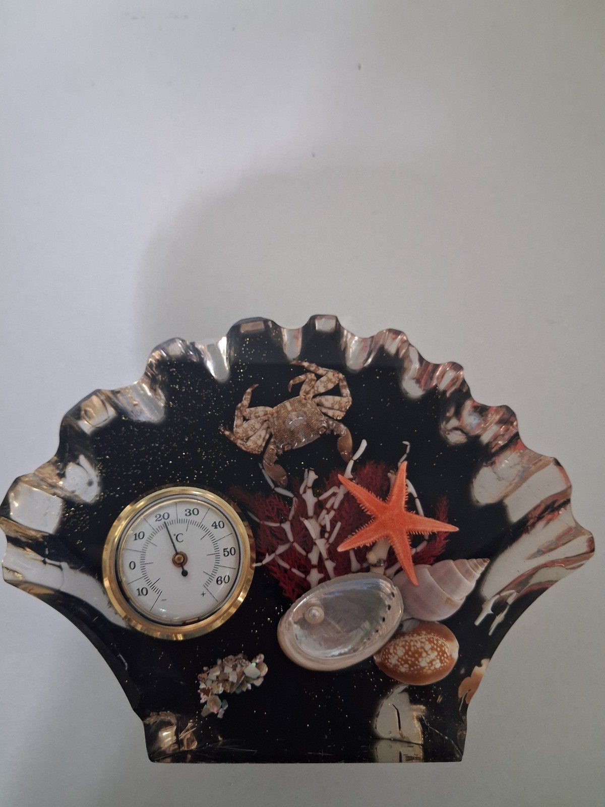 Massief epoxy decoratie schelp zwart blauw geel mag apart we, Ophalen of Verzenden