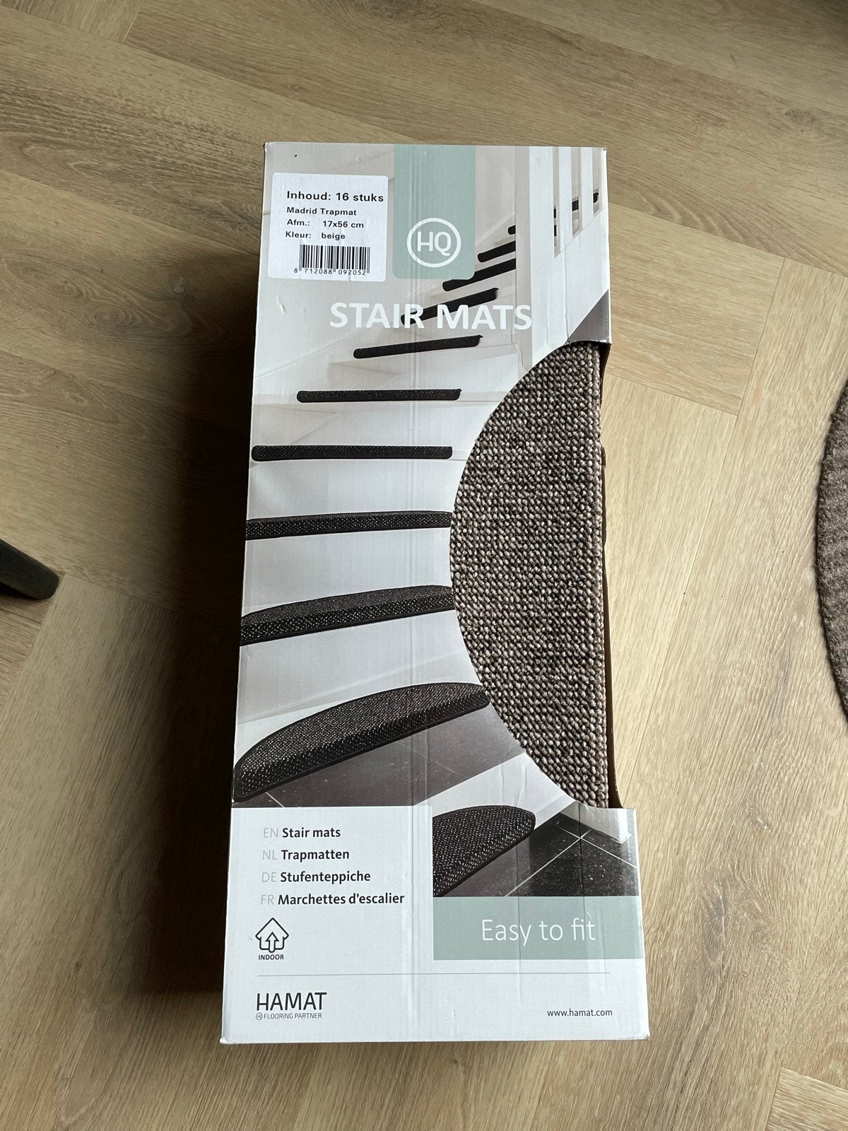 32 Nieuwe Trapmatten Madrid Beige Polypropyleen 17x56cm, Minder dan 50 cm, 50 tot 100 cm, Beige, Nieuw