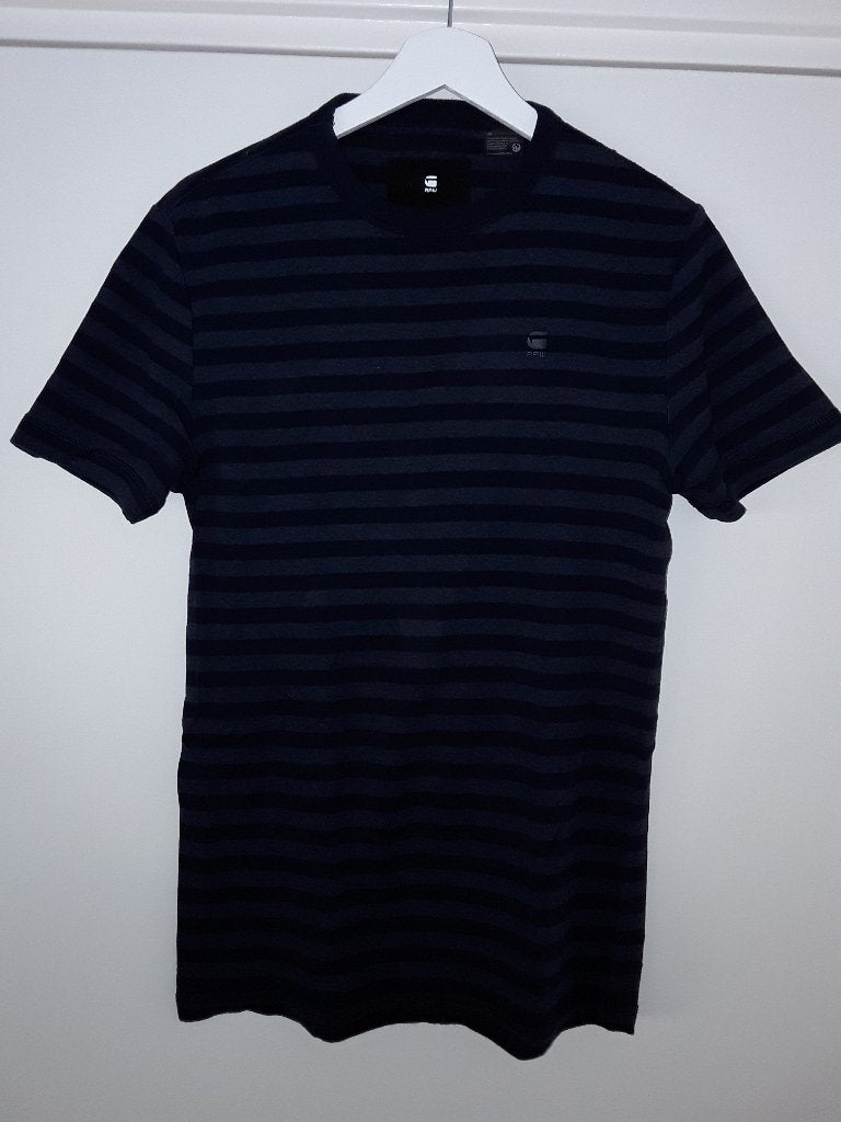 G-Star Raw Blauw Gestreept T-shirt Met Ronde Hals Maat M, G-Star Raw, Ophalen of Verzenden, Zo goed als nieuw, Maat 48/50 (M)