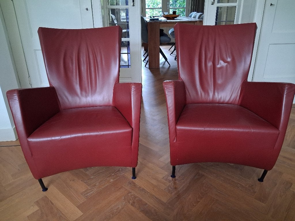 Twee fauteuils Windy, Huis en Inrichting, Ophalen, Gebruikt, Minder dan 75 cm, Leer