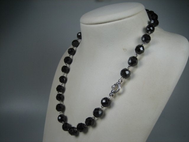 Antiek Granaat Collier met Zilver Handgemaakte Veerring, Sieraden, Tassen en Uiterlijk, Verzenden, Zilver, Ketting, Met edelsteen