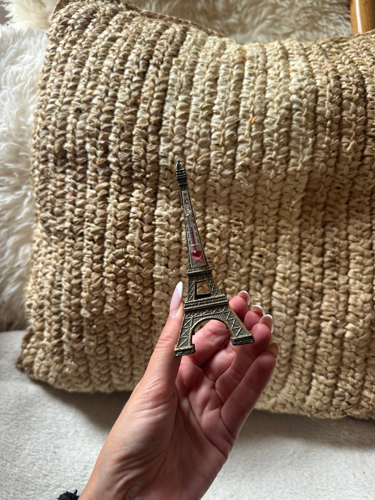 Metalen Eiffeltoren met geïntegreerde thermometer, Ophalen of Verzenden, Zo goed als nieuw