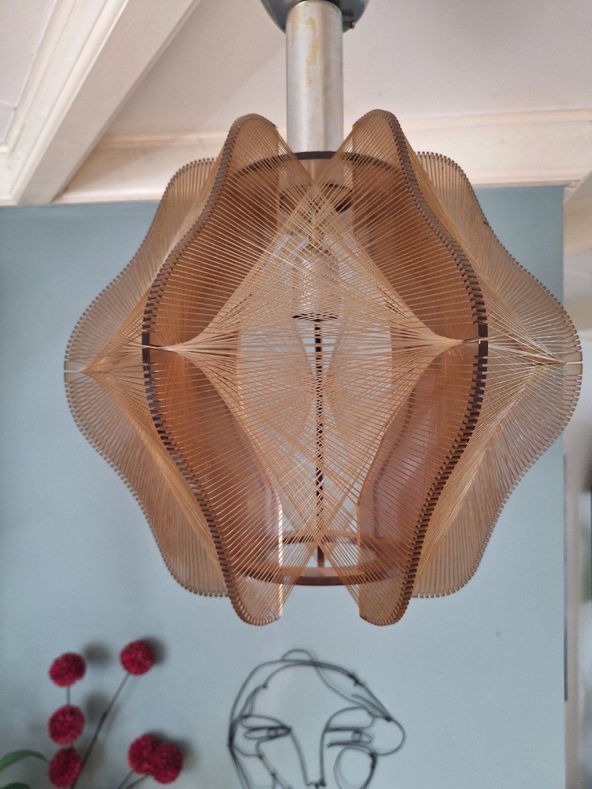 Vintage jaren '60 hanglamp - uniek design, Huis en Inrichting, Ophalen of Verzenden, Gebruikt, Hout, Vintage, Jaren '60, Mid-century modern