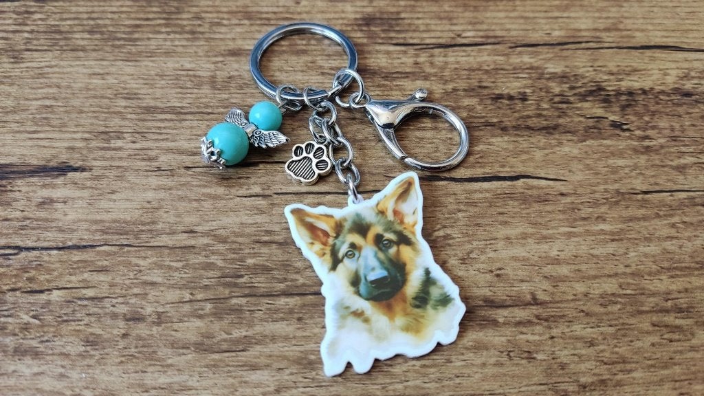 Sleutelhanger Duitse herder pup groot met beschermengeltje, Verzenden, Nieuw, Dier of Natuur