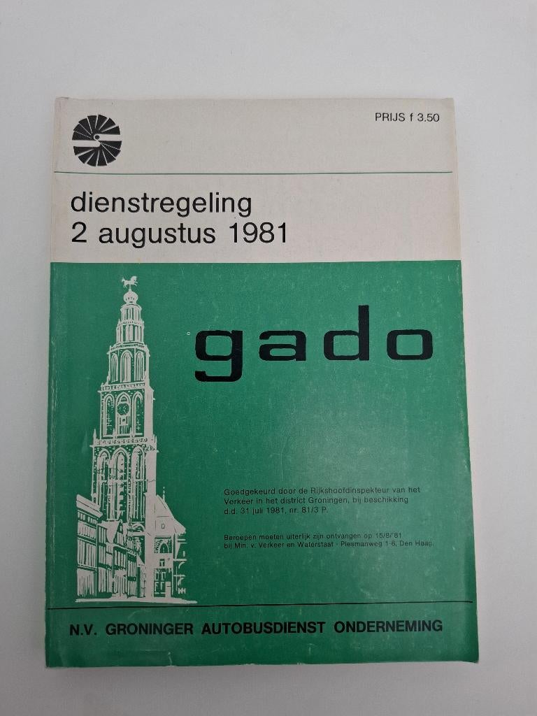 busboekje GADO Groningen 1981, Verzenden, Gebruikt, Bus of Metro, Boek of Tijdschrift