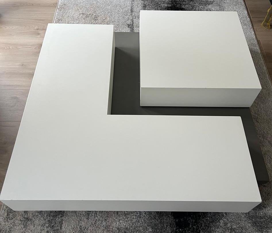 Moderne Salon Tafel - Wit met Grijs Onderstel, Huis en Inrichting, Tafels | Salontafels, Ophalen, Kunststof, 100 tot 150 cm, Zo goed als nieuw