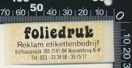 Sticker: Reklam Etikettenbedrijf - Foliedruk - Nieuwebrug, Ophalen of Verzenden, Zo goed als nieuw, Bedrijf of Vereniging