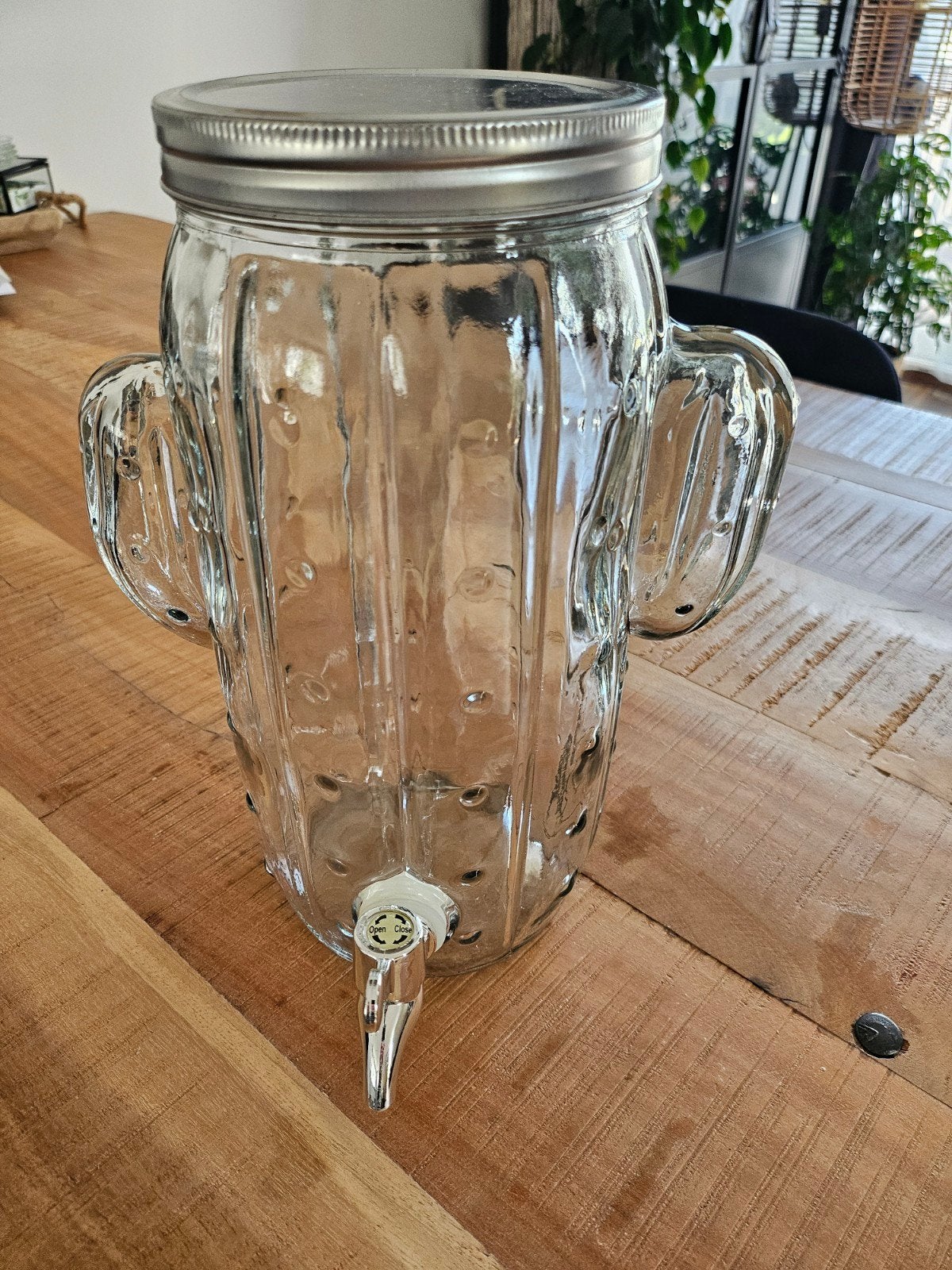 Glazen cactus drankdispenser / limonadetap (4L) – zgan!, Ophalen, Zo goed als nieuw, Glas