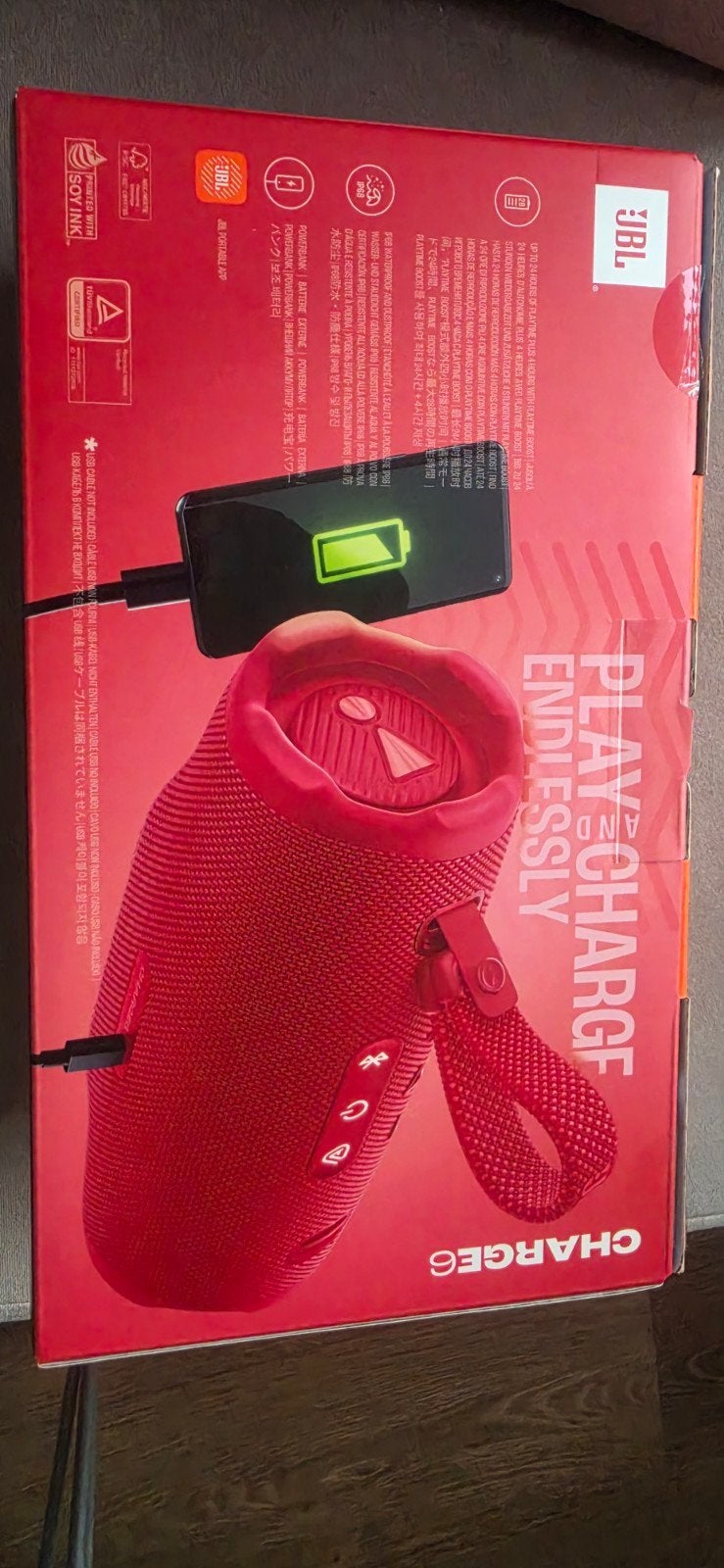 JBL Charge 6 Rood - Nieuwe Draagbare Bluetooth Speaker, Audio, Tv en Foto, JBL, Nieuw, Ophalen of Verzenden, Draagbare speaker