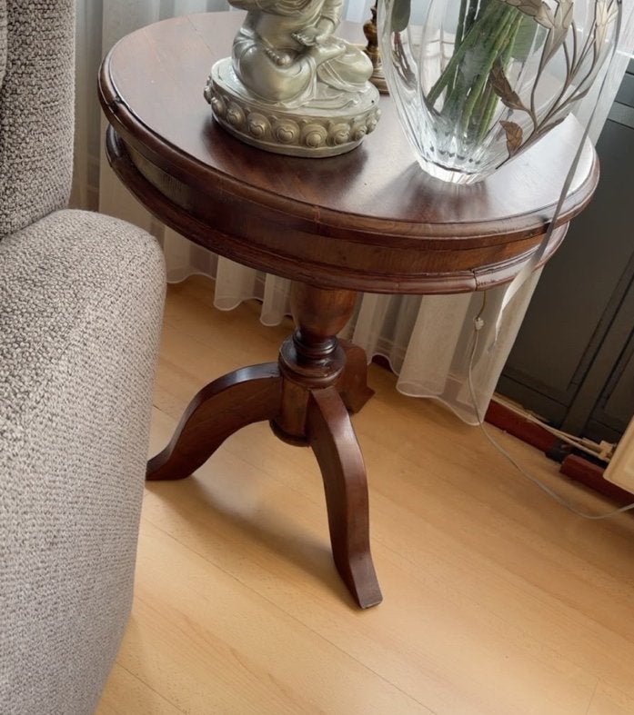 Klassieke houten bijzettafel - Rond, Gebruikt, Rond, 55 tot 75 cm, Hout