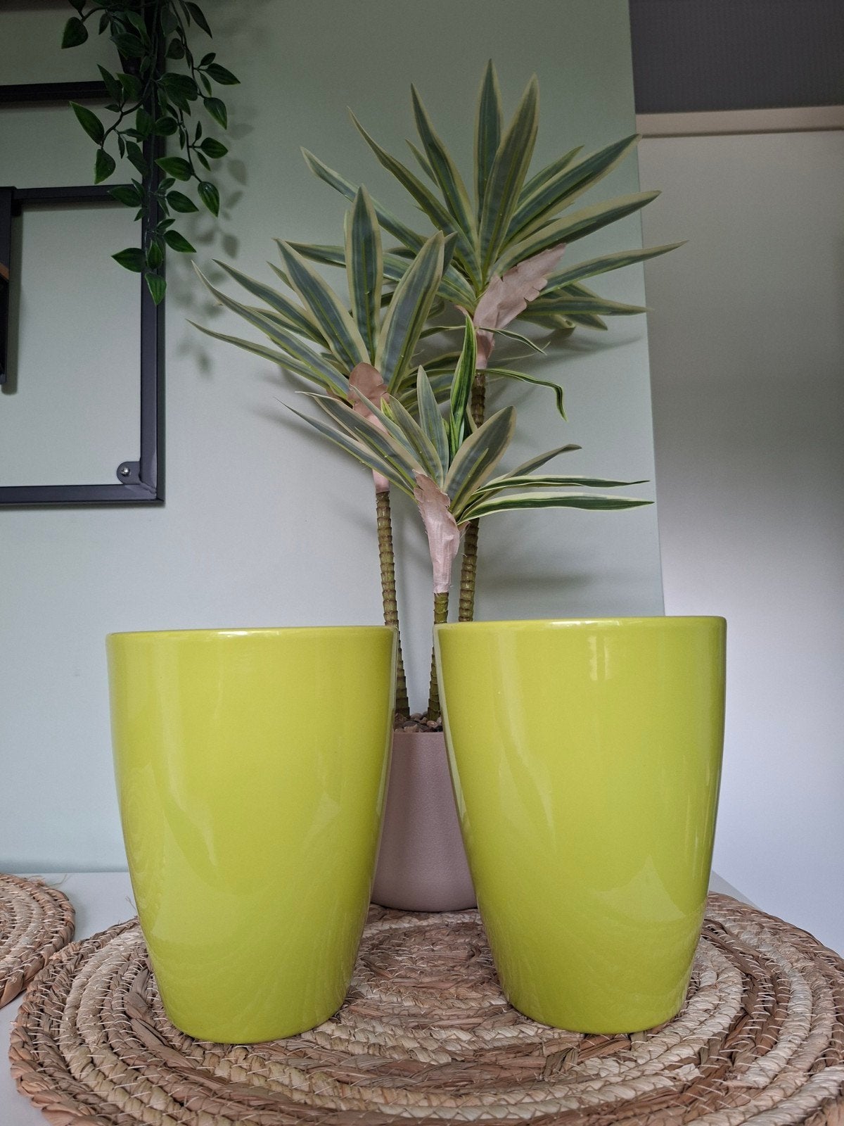 Appeltjes groene plantenpotten van MICA, vaas, vazen, Ophalen of Verzenden, Zo goed als nieuw