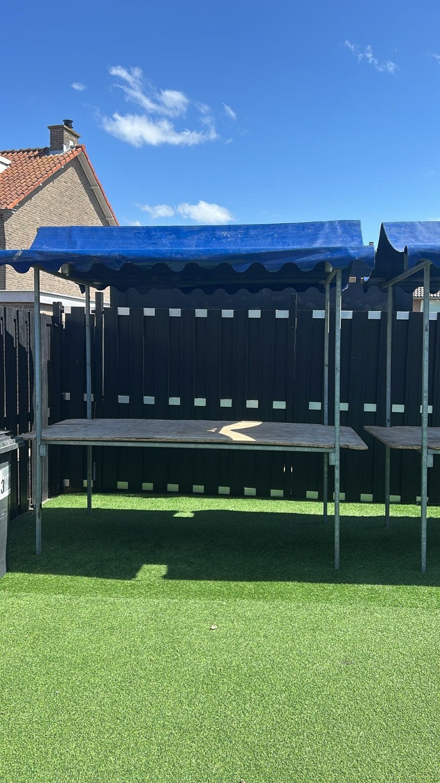 Partij Professionele marktkraam met zeil en houten planken, Ophalen of Verzenden