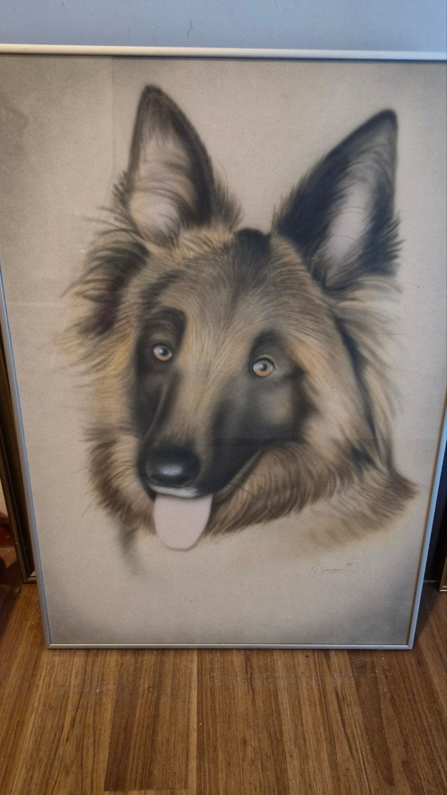 Realistisch portret van een hond - Tekening, Ophalen of Verzenden, Tekening, Overige technieken, Ingelijst