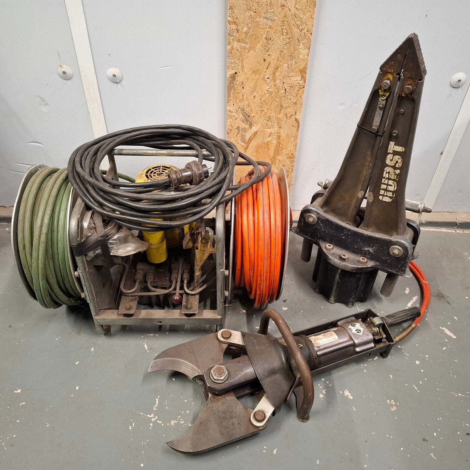 Hydraulische schaar en spreider met pomp - compleet, Ophalen of Verzenden, Gebruikt