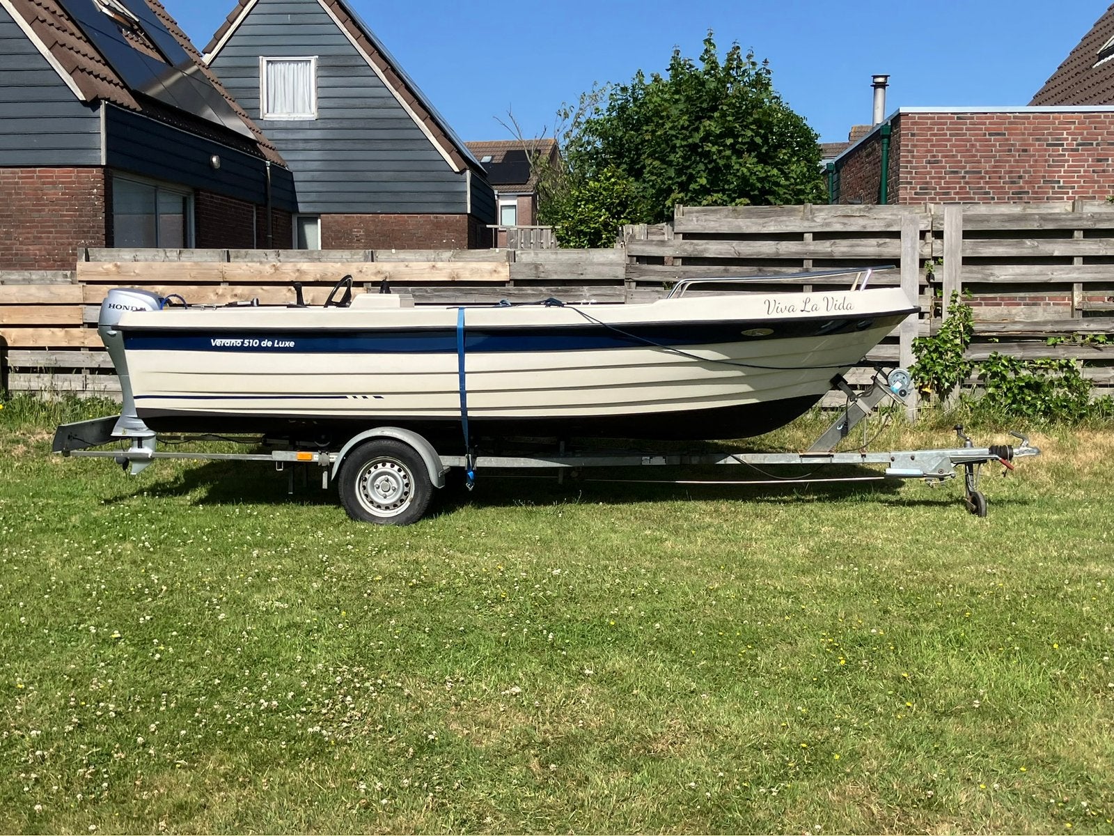 Set vaarklaar. Verano 510 de luxe, 8pk Honda (2018), trailer, Ophalen of Verzenden, Zo goed als nieuw, Elektrische start