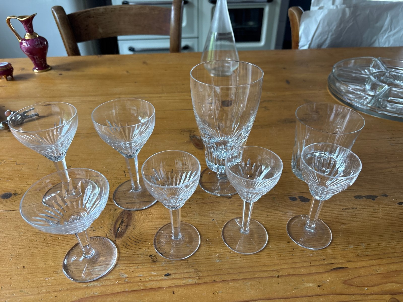 Diverse set van kristallen glazen, Antiek en Kunst, Ophalen