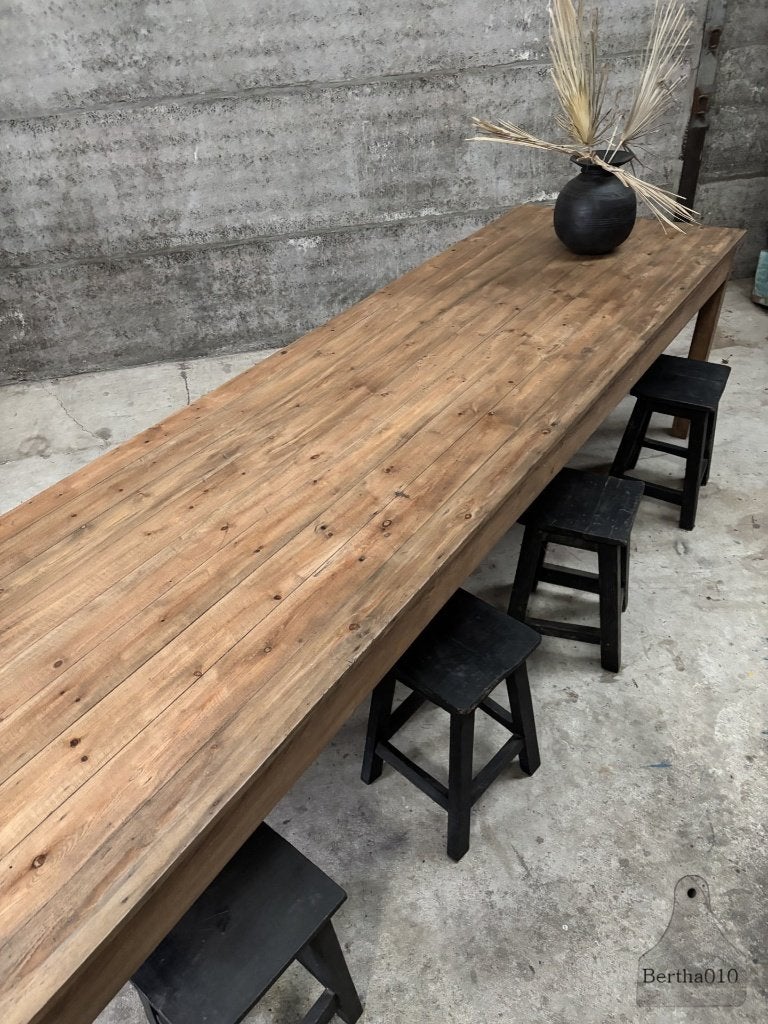 Antieke landelijke boerentafel lengte 300 cm, breedte 85 cm, Ophalen of Verzenden