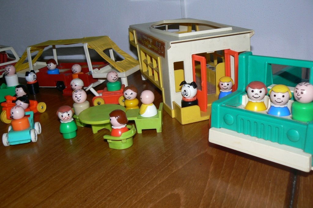 Vintage Fisher Price campingset camper & auto met caravan, Ophalen of Verzenden, Gebruikt, Auto of Voertuig, Met geluid
