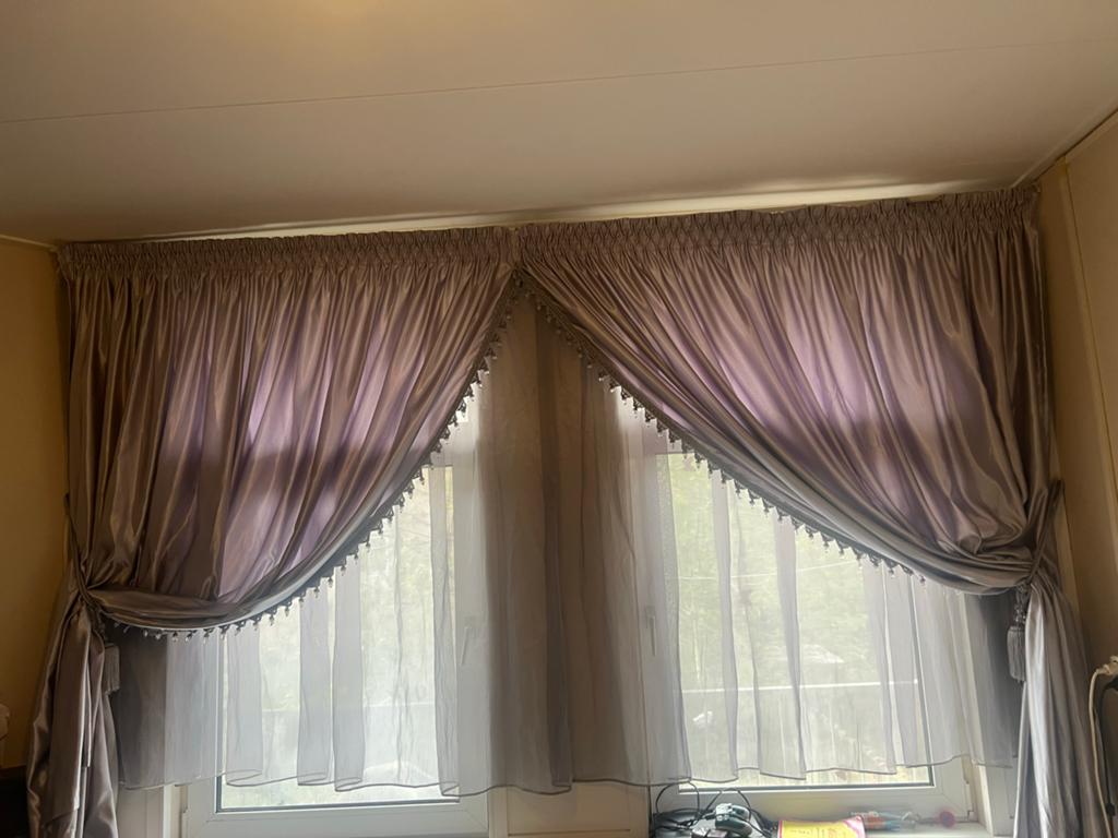 Elegante Gordijnen met Vitrage - Grijs, Ophalen, Gebruikt, Grijs, 200 cm of meer