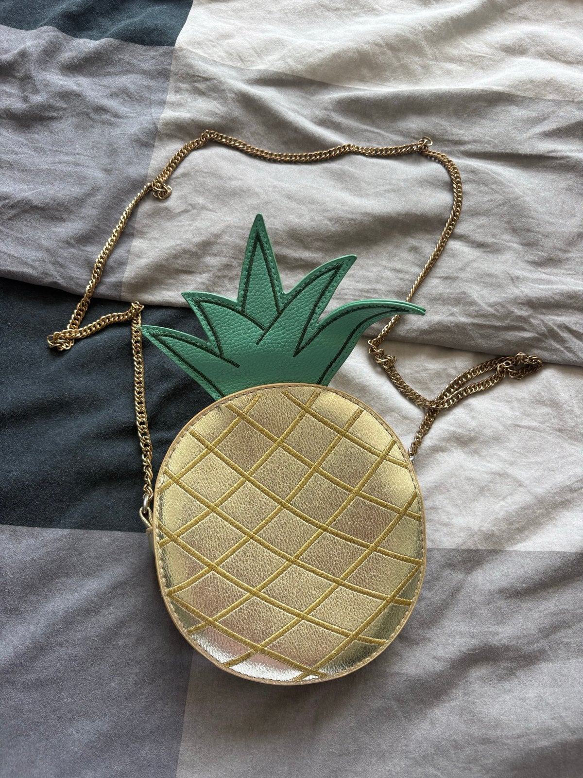 Primark Ananas Schoudertasje Goud/Groen, Ophalen of Verzenden, Gebruikt, Overige kleuren, Schoudertasje