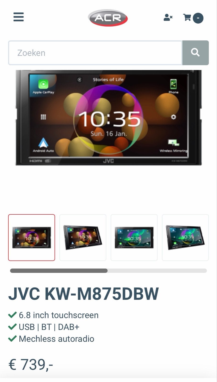High end JVC KW-M875DBW autoradio met stuurknop kastje., Auto diversen, Autoradio's, Ophalen, Zo goed als nieuw