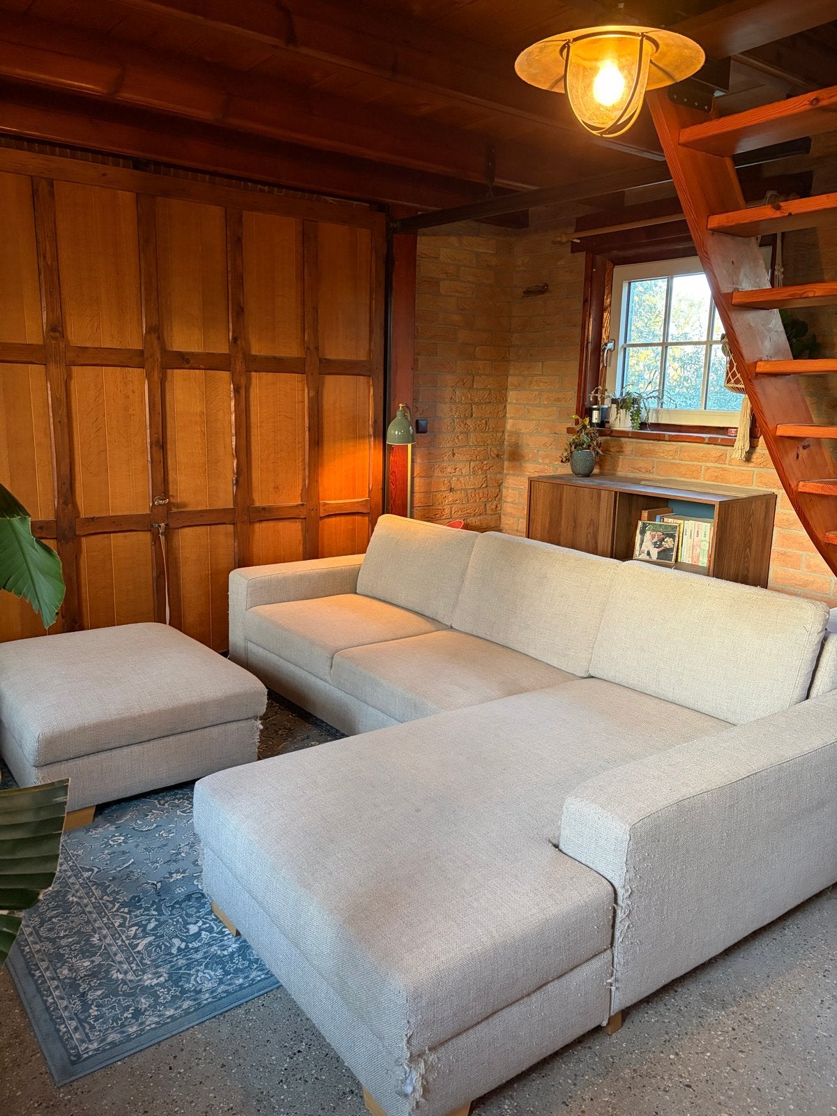 IKEA Sörvallen bank met chaise longue en opbergpoef, Ophalen, Gebruikt, 100 tot 125 cm, Hoekbank