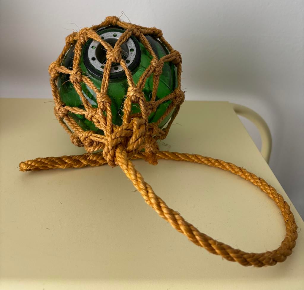 Vintage glazen originele visnet drijver / lamp de jaren 60, Ophalen of Verzenden