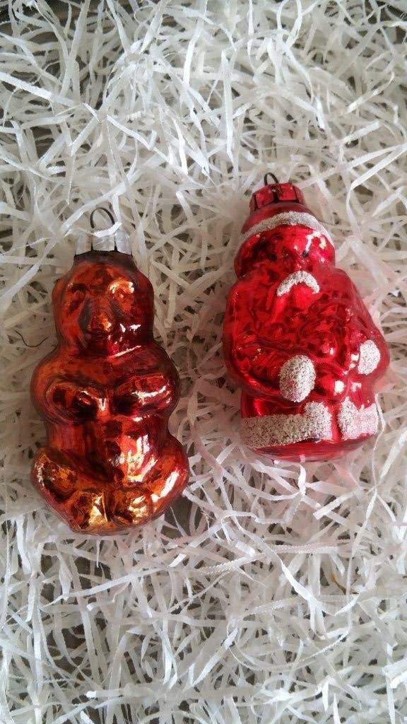oudere kerstballen nr 287 model beer +kerstman, Diversen, Kerst, Ophalen of Verzenden, Gebruikt