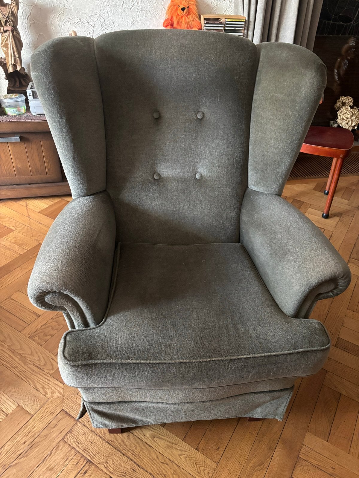 Comfortabele oorfauteuil in goede staat, Ophalen, Gebruikt, Stof, 75 tot 100 cm