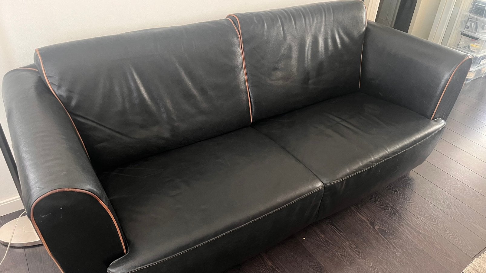 Leren bankstel, Ophalen, Zo goed als nieuw, 75 tot 100 cm
