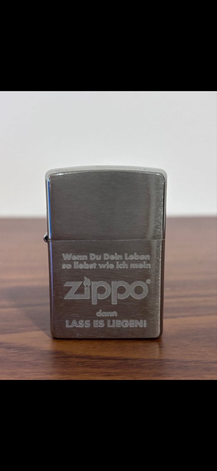 Zippo aansteker met Duitse tekst - Zo goed als nieuw, Ophalen of Verzenden, Zo goed als nieuw, Aansteker