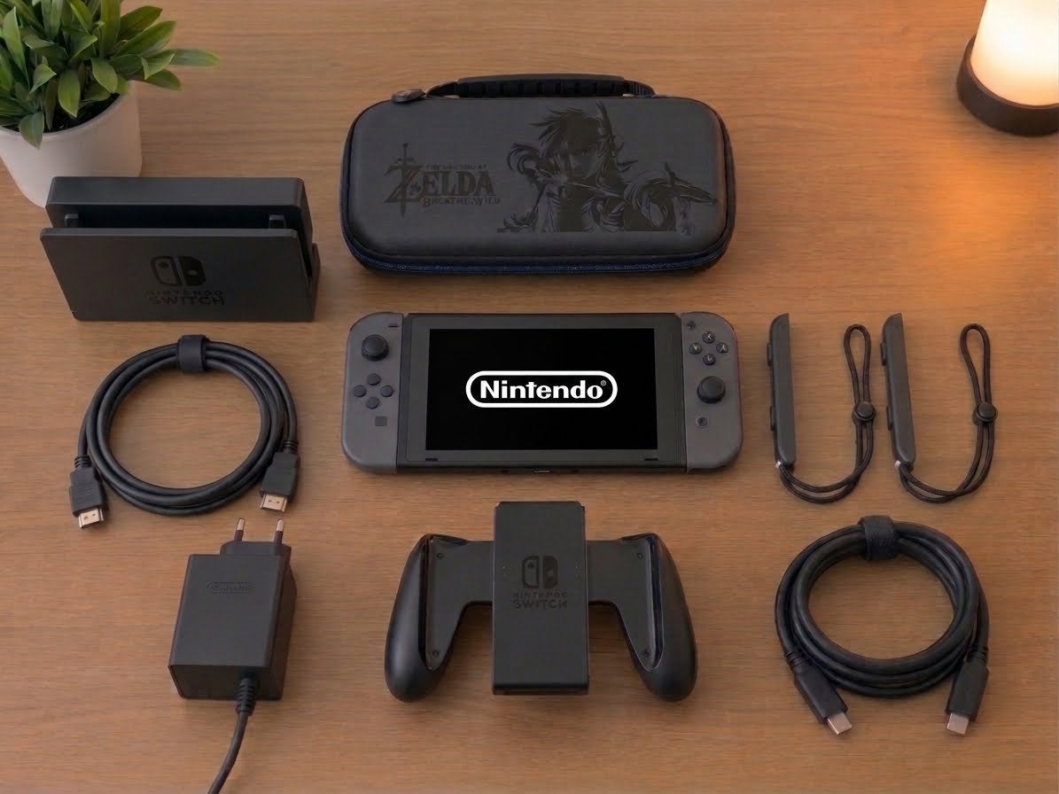 Nintendo Switch 1 (V2 editie) + accessoires  Zelda hardcase, Ophalen, Zo goed als nieuw, Met 2 controllers, Switch 2019 Upgrade