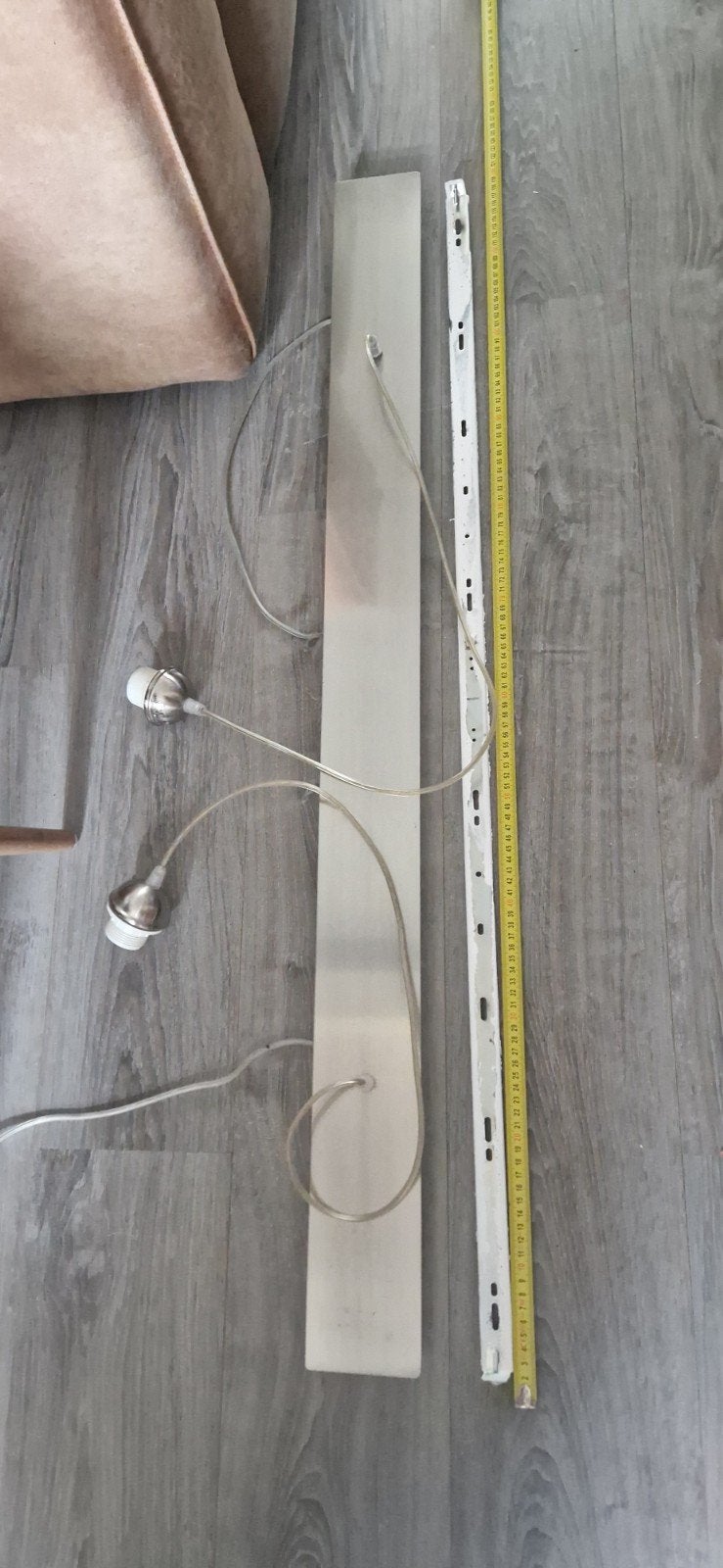 Mat Rvs plafond plaat/ balk voor 2 hanglampen, Ophalen, Zo goed als nieuw