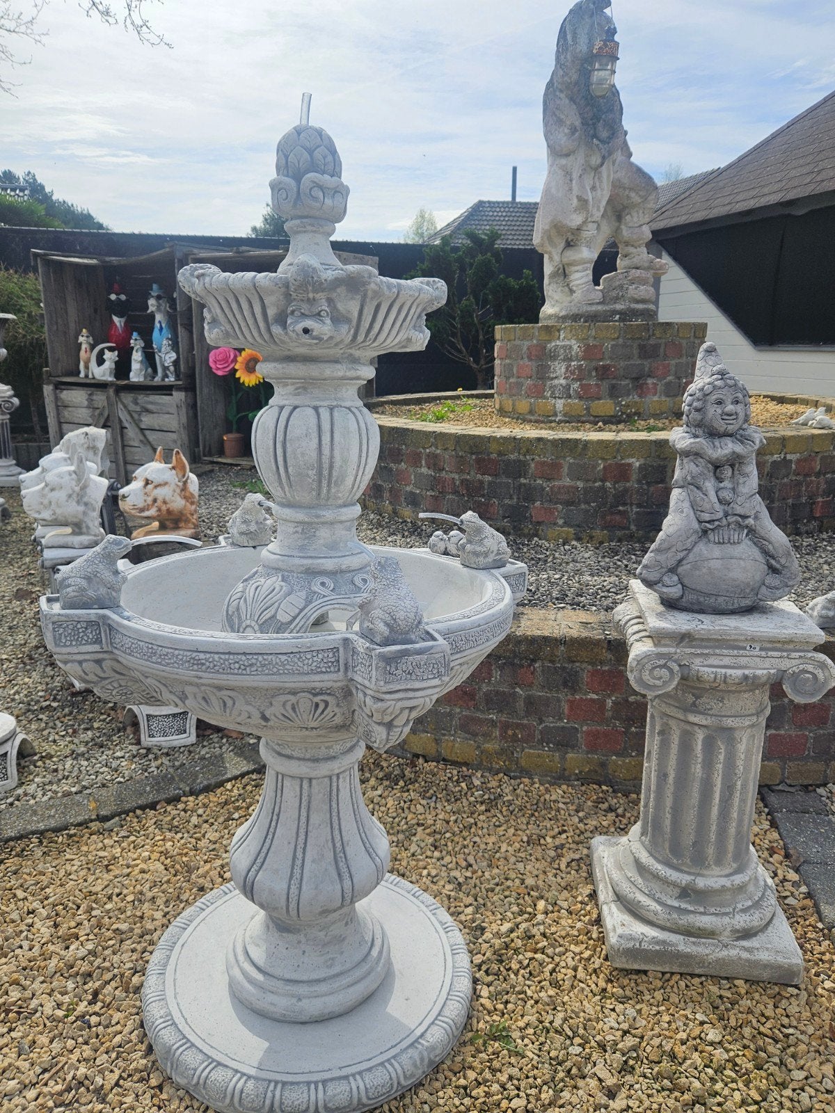 Betonnen Tuinfontein met Kikkerdetails, Tuin en Terras, Ophalen of Verzenden, Nieuw, Beton, Fontein