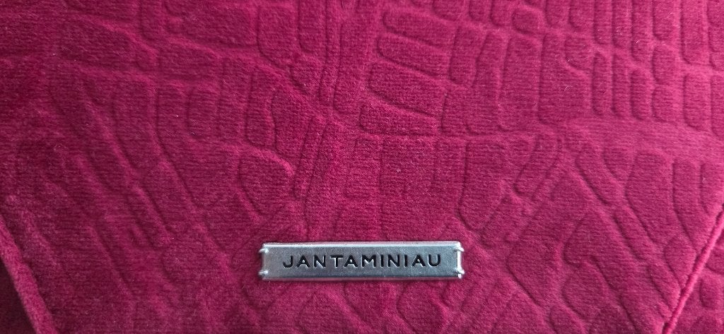 Jan Tamininau stoffen warm rode clutch tasje KLM, Ophalen of Verzenden, Zo goed als nieuw, Rood, Avondtasje
