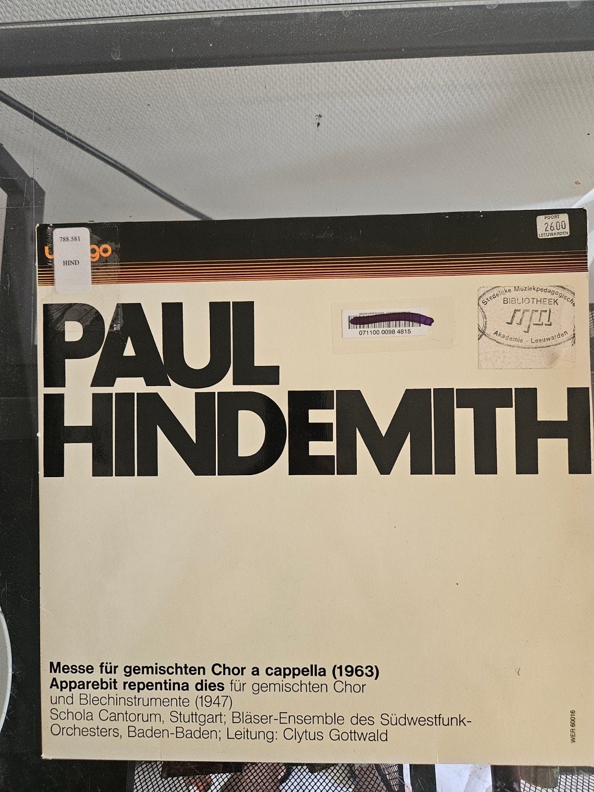 Paul Hindemith - Messe für gemischten Chor a cappella, LP, Gebruikt, Overige componisten, Modernisme tot heden